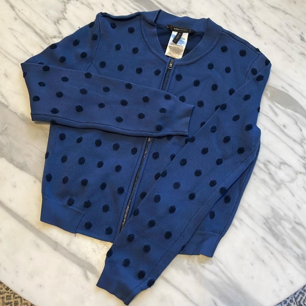 BCBGMaxAzria polkadot bomber cardigan